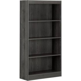 Modern Four Shelf Bookcase in Grey Oak Wood Finish