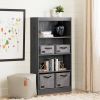 Modern Four Shelf Bookcase in Grey Oak Wood Finish