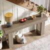 Modern Farmhouse 63-inch Entryway Console Sofa Table in Grey Wood Finish