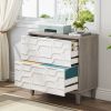 Modern Grey/White Wood 2 Drawer Filing Cabinet Printer Stand