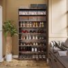 8-Shelf Shoe Rack for Closet Storage Shelving Unit in Rustic Brown Wood Finish