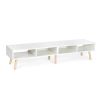 Modern Mid-Century Style TV Stand in White with Wood Legs for TVs up to 65-inch