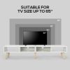 Modern Mid-Century Style TV Stand in White with Wood Legs for TVs up to 65-inch