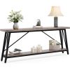 Heavy Duty 70-inch Industrial Grey Wood Top Sofa Table with Black Metal Frame