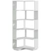 Multifunctional 6 Shelf Corner L-Shaped Bookcase in Sliver Grey Wood Finish