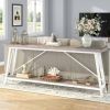 Heavy Duty 70-inch Industrial Grey Wood Top Sofa Table with White Metal Frame
