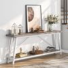 Heavy Duty 70-inch Industrial Grey Wood Top Sofa Table with White Metal Frame