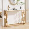 42-inch Modern Console Sofa Table with White Faux Marble Top and Gold Frame