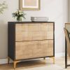 Retro Natural/Black with Gold Handles/Legs 2 Drawer Filing Cabinet Printer Stand