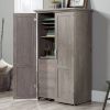 Armoire with Drop Leaf Laptop Desk Craft Table in Grey Oak Finish - Made in USA