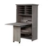 Armoire with Drop Leaf Laptop Desk Craft Table in Grey Oak Finish - Made in USA