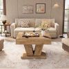 Modern Farmhouse Style Square Coffee Table in Natural Wood Finish