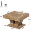 Modern Farmhouse Style Square Coffee Table in Natural Wood Finish