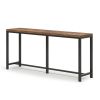 70-inch Long Narrow Hallway Sofa Table with Wood Top and Black Metal Frame