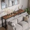 70-inch Long Narrow Hallway Sofa Table with Wood Top and Black Metal Frame