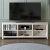 Farmhouse TV Stand in White Wood Grain Finish - for TVs up to 70-inch