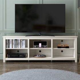 Farmhouse TV Stand in White Wood Grain Finish - for TVs up to 70-inch
