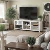 Farmhouse TV Stand in White Wood Grain Finish - for TVs up to 70-inch