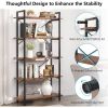 Modern Industrial 5-Shelf Bookcase with Sturdy Metal Frame and Wooden Shelves