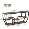 Industrial Modern 70-inch Long Narrow Console Sofa Table with Brown Wood Shelves