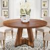 Farmhouse 47-inch Round Kitchen Dining Table in Vintage Brown Wood Finish
