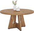Modern Kitchen 4-Person Circular Dining Table in Retro Brown Wood Finish