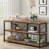 Industrial 55-inch Wood Shelf Console Sofa Table with Sturdy Black Metal Frame