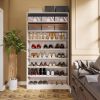 Modern 8-Shelf Shoe Rack Shelving Unit for Closet Storage in White Wood Finish