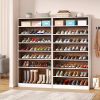 9 Tier White/Brown Wood Shoe Storage Cabinet, Holds Up To 45 Pairs