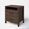 Modern 2-Drawer Nightstand Bedside Table in Brown Walnut Wood Finish