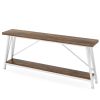 Heavy Duty 70-inch Industrial Brown Wood Top Sofa Table with White Metal Frame