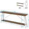 Heavy Duty 70-inch Industrial Brown Wood Top Sofa Table with White Metal Frame