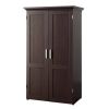 Armoire with Drop Leaf Computer Desk Craft Table in Dark Brown Wood Finish