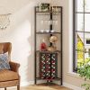 Industrial Corner Wine Rack Storage Shelving Unit with Glass Holders