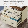 Vintage White/Rustic Brown 3 Drawer Filing Cabinet Printer Stand
