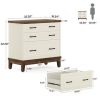 Vintage White/Rustic Brown 3 Drawer Filing Cabinet Printer Stand