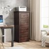 Traditional Vertical File Cabinet in Walnut Wood Finish with 4 Storage Drawers