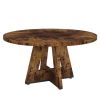 Modern Kitchen 4-Person Circular Dining Table in Rustic Brown Wood Finish