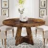 Modern Kitchen 4-Person Circular Dining Table in Rustic Brown Wood Finish