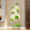63-inch Tall Indoor Plant Stand with White Metal Frame and Wood Finish Shelves
