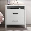 Modern 2-Drawer Bedside Table Nightstand in White Wood Finish
