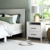 Modern 2-Drawer Bedside Table Nightstand in White Wood Finish