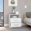 Modern 2-Drawer Nightstand with Open Shelf in White Wood Finish