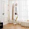White Metal Coat Rack Entryway Hall Tree with Umbrella Holder