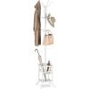 White Metal Coat Rack Entryway Hall Tree with Umbrella Holder