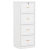 Vertical File Cabinet in White Wood Finish with 4 Lockable Storage Drawers