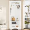 Modern White Corner Hall Tree Coat Rack Entryway Storage Cabinet Shoe Bench