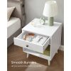 Mid-Century Modern Bedroom 1-Drawer Nightstand End Table in White Wood Finish