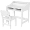 Qaba Kids Desk and Chair Set with Storage and Shelves, for Bedroom & Study Room, Gift for 3-8 Years Old, White