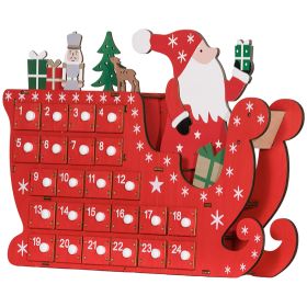 HOMCOM Wooden Christmas Advent Calendar with 24 Countdown Drawers, Reusable Holiday Decor Xmas Gift for Kids Adults, Red